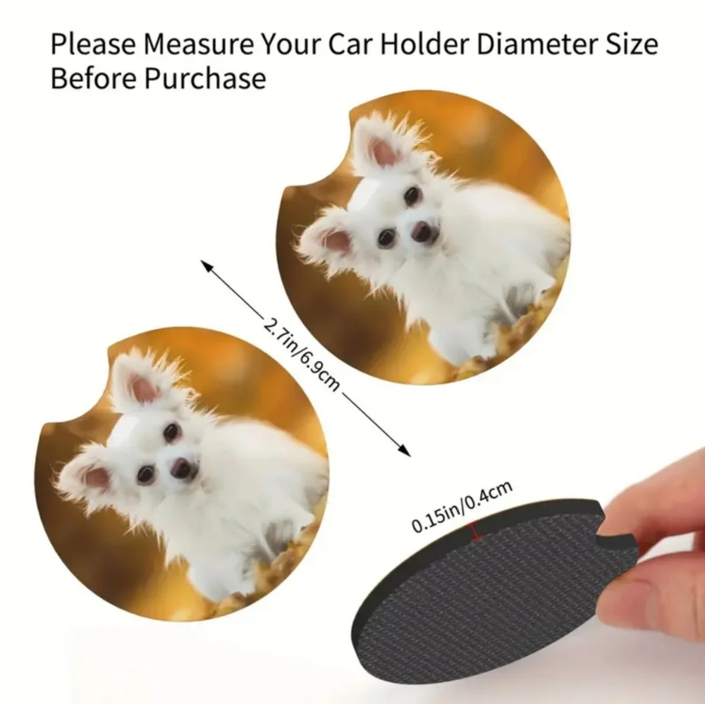 2pc Dog Print Car Coasters